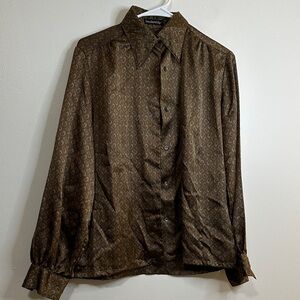 Breckenridge Women's Brown Paisley Button Down Shirt size 10